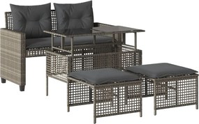 vidaXL Set canapele de grădină cu perne 4 piese gri poliratan/sticlă