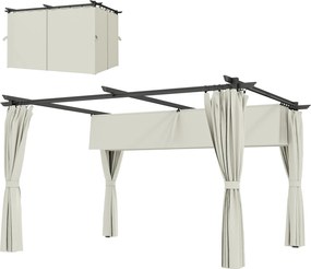 Outsunny Pergolă 3 x 3 m cu Copertină Retractabilă și Perdele, Adăpost de Soare UPF30+ pentru Grădină, Terasă, Exterior | Aosom Romania