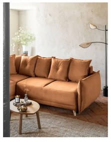 Colțar cărămiziu extensibil cu tapițerie din catifea reiată (colț variabil) Lazy Lukka – Miuform