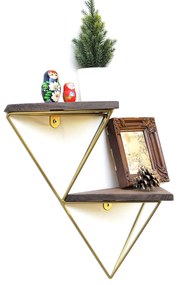 Raft decorativ de perete Duvelo 2 (Nuc + auriu) . 1093666