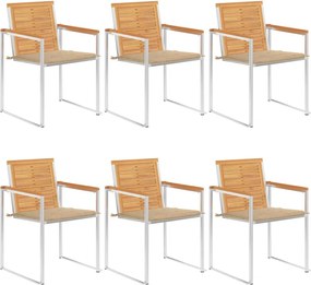vidaXL Scaune de grădină cu perne, 6 buc., lemn masiv de tec