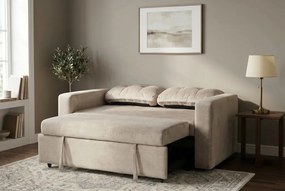 Canapea extensibila, catifea champagne beige, SMART 140cm