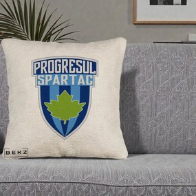 Perna Personalizata Progresul Spartac Fotbal, 40x40 cm, Bej Canapea, Husa Detasabila, Perna Inclusa, BEKZ®