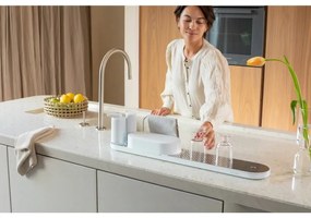 Organizator chiuveta Brabantia SinkStyle 1008497, 4 piese, Finisaj mineral, Rezistent la coroziune, Alb
