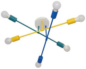 Lustră aplicată CAMBRIDGE 6xE27/60W/230V albastră/galbenă