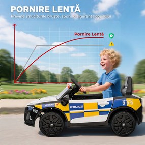 AIYAPLAY Mașină Electrică pentru Copii de Poliție cu Telecomandă și Muzică | Aosom Romania