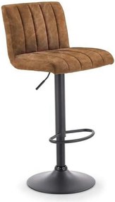 Scaun bar H89, maro/negru, piele ecologica/otel, 41x48x88/108 cm