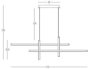 Lustra LED design liniar X-LIne negru