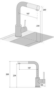 Concept BDG4527DG - Baterie pentru chiuvetă cu pulverizator extractibil, 26,9 cm, granit/gri închis