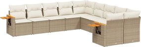 vidaXL Set canapele de grădină cu perne, 10 piese, bej, poliratan