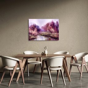 Tablou pe sticlă - Peisaj de toamnă - pictură (70x50 cm)