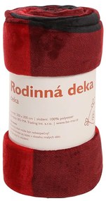 Pătură de familie Carouri roșu-negru, 200 x 300 cm