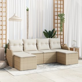 vidaXL Set de canapele pentru grădină cu pernă 6 pcs Bej Rattan poli
