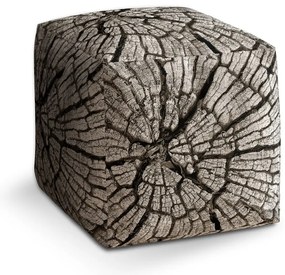 Taburet Cube lemn, gri