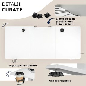 Birou de birou reglabil pe înălțime FLEXI, 140x60x72–117cm, alb Casaria