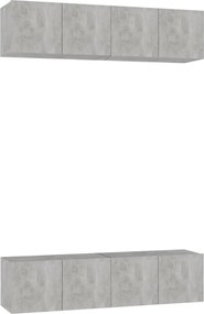 vidaXL Dulapuri TV, 4 piese, gri beton, 60x30x30 cm, lemn prelucrat