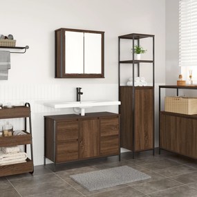 Set de Mobilier pentru Baie 2 Piese Maro Stejar din Lemn Ingineresc