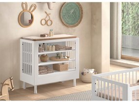 Comodă de copii albă din lemn de fag cu masă de schimbat 100x95x55 cm Forrest – Vipack