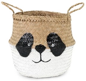 Coș de jucării pentru copii alb/în culoare naturală din iarbă-de-mare ø 25x24 cm Panda – Compactor