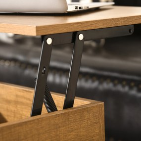 HOMCOM Masă de Cafea Reglabilă Masă de Cafea cu Spațiu de Depozitare Ascuns Masă Reglabilă pentru Salon Sufragerie 90x60,5x45,5 cm Tecă | Aosom Romania