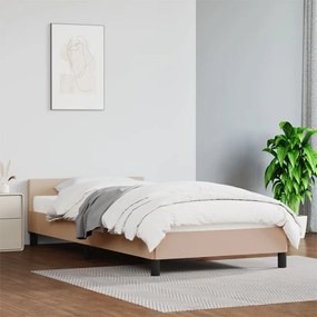 347470 vidaXL Cadru de pat cu tăblie, cappuccino, 80x200 cm, piele ecologică