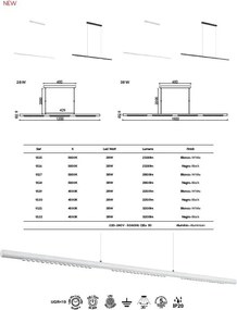 Lustra LED suspendata liniara MECA 28W alb 3000K