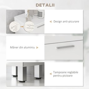 kleankin Dulap de Baie, Unitate de Depozitare pentru Baie cu Luciu Inalt, cu 4 Sertare, Alb | Aosom Romania