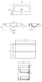 Set mobilier cu lavoar Cersanit, Moduo 80, montat, gri