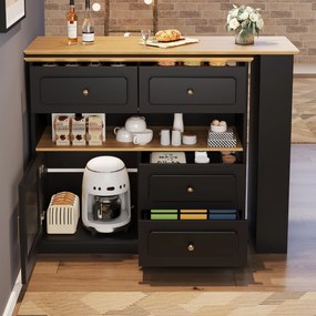 Masă de bar extensibilă cu spațiu de depozitare, Negru | Aosom Romania