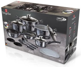 RESIGILAT - Set oale si tigai marmorate cu capace, ustensile, antiaderente, 18 piese Berlinger Haus Carbon Pro BH 6887