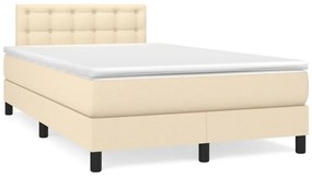 vidaXL Pat cu arcuri, saltea și LED, crem, 120x190 cm, textil