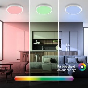 Brilo - Plafonieră LED RGBW cu reglaj al intensității, 20 W, 230 V, 2200–6500 K, Ø 27 cm