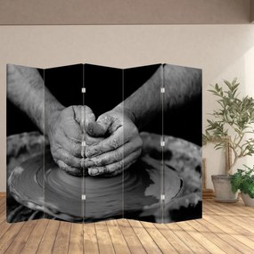 Paravan alb negru - Producția de ceramică (210x170 cm)