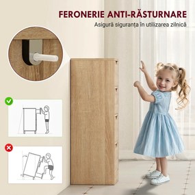 HOMCOM Dulap de Baie Compact cu 4 Sertare și Mânere Sculpatate, Stil Nordic | Aosom Romania