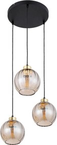 Lustră LED suspendată pe cablu DEVI 3xE27/15W/230V negru/bej fumuriu