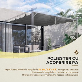 Outsunny Copertina retractabila pentru pergola, Copertina de rezerva din material textil pentru pergola de 3 x 3 (m), gri inchis | AOSOM RO