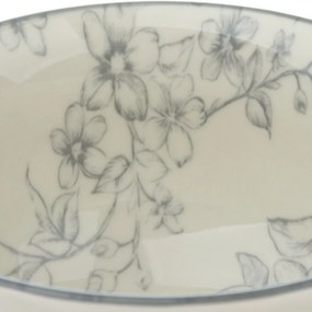 Set de 6 boluri din ceramică Flori delicate 11.5 cm, gri