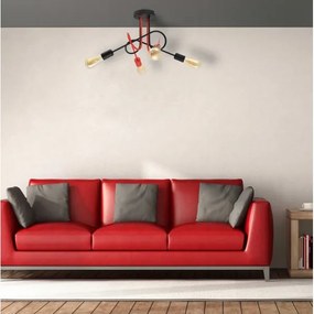Lustră aplicată OXFORD 4xE27/15W/230V neagră/roșie