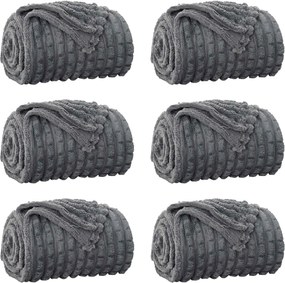 vidaXL Pături de aruncat 6 pcs Gri închis 150 x 130 cm Molton