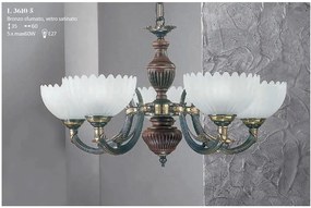 Candelabru 5 brate design italian din alama cu lemn 3610