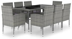 3059427 vidaXL Set mobilier de grădină, 9 piese, antracit & gri, poliratan