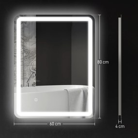 kleankin Oglinda pentru baie cu lumini LED, 70 x 50 cm | Aosom Romania
