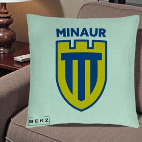 Perna Personalizata Minaur Baia Mare Fotbal, 40x40 cm, Verde Menta, Husa Detasabila, Perna Inclusa, BEKZ®