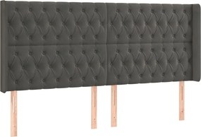 vidaXL Tăblie de pat cu aripioare gri închis 203x16x118/128 cm catifea