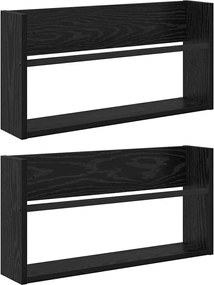 vidaXL Raft pentru reviste cu raft 2 pcs Stejar Negru 60 x 12 x 30 cm