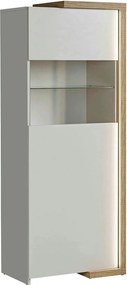 Vitrina DASAR, grej/stejar, PAL laminat/sticla, 64x40x163 cm