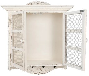 Dulap de perete, alb, din lemn, aspect vintage, Blanchette