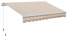 Outsunny Copertină Extensibilă pentru Exterior, Copertină Roll-Up cu Deschidere Manivelă, 295x200 cm, Bej | Aosom Romania