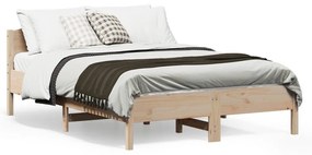 842602 vidaXL Cadru de pat cu tăblie, 140x190 cm, lemn masiv pin