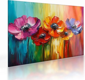 Tablou pe sticlă - Cinci flori colorate (70x50 cm)
